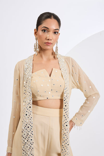 Hevily Embroidered Cape Jacket Set