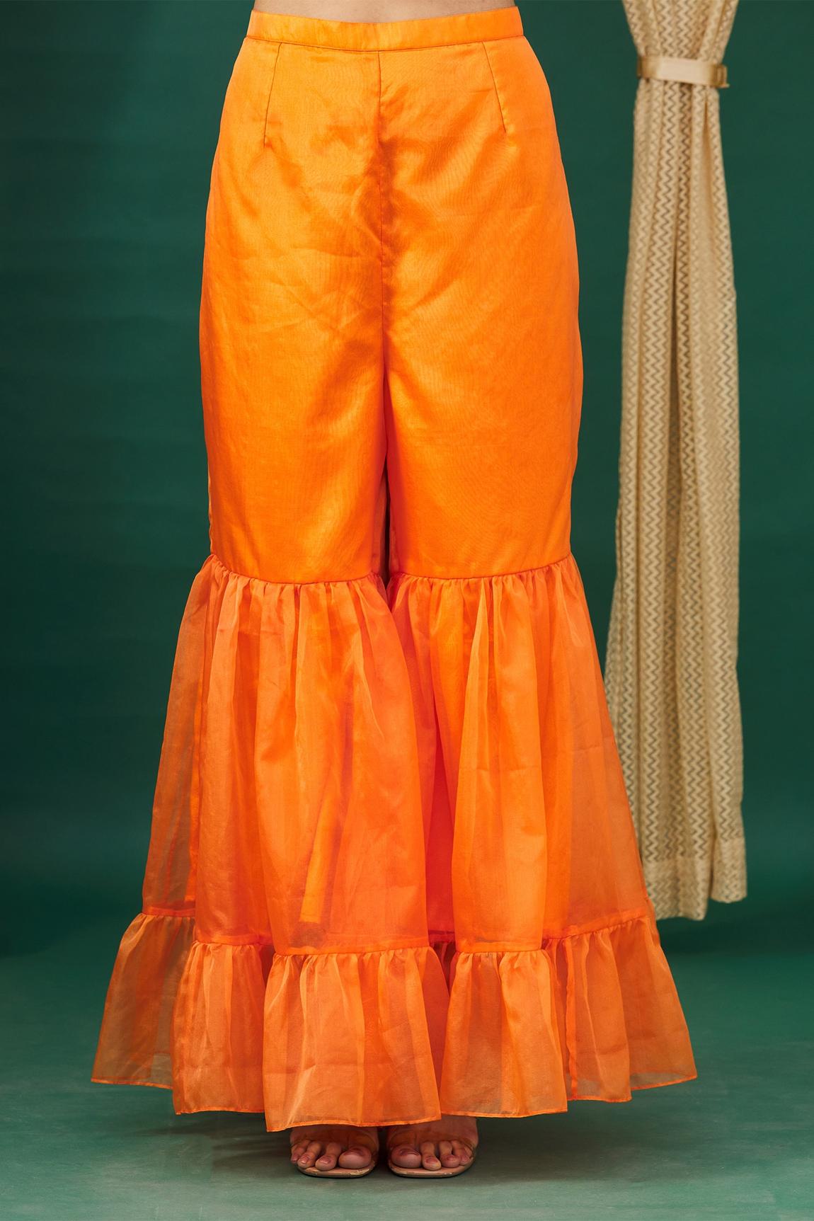 Orange Tiered Sharara Set