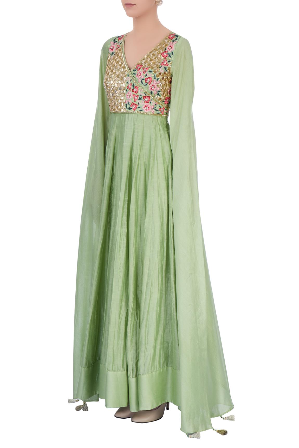 Pastel Green Embellished Anarkali Gown