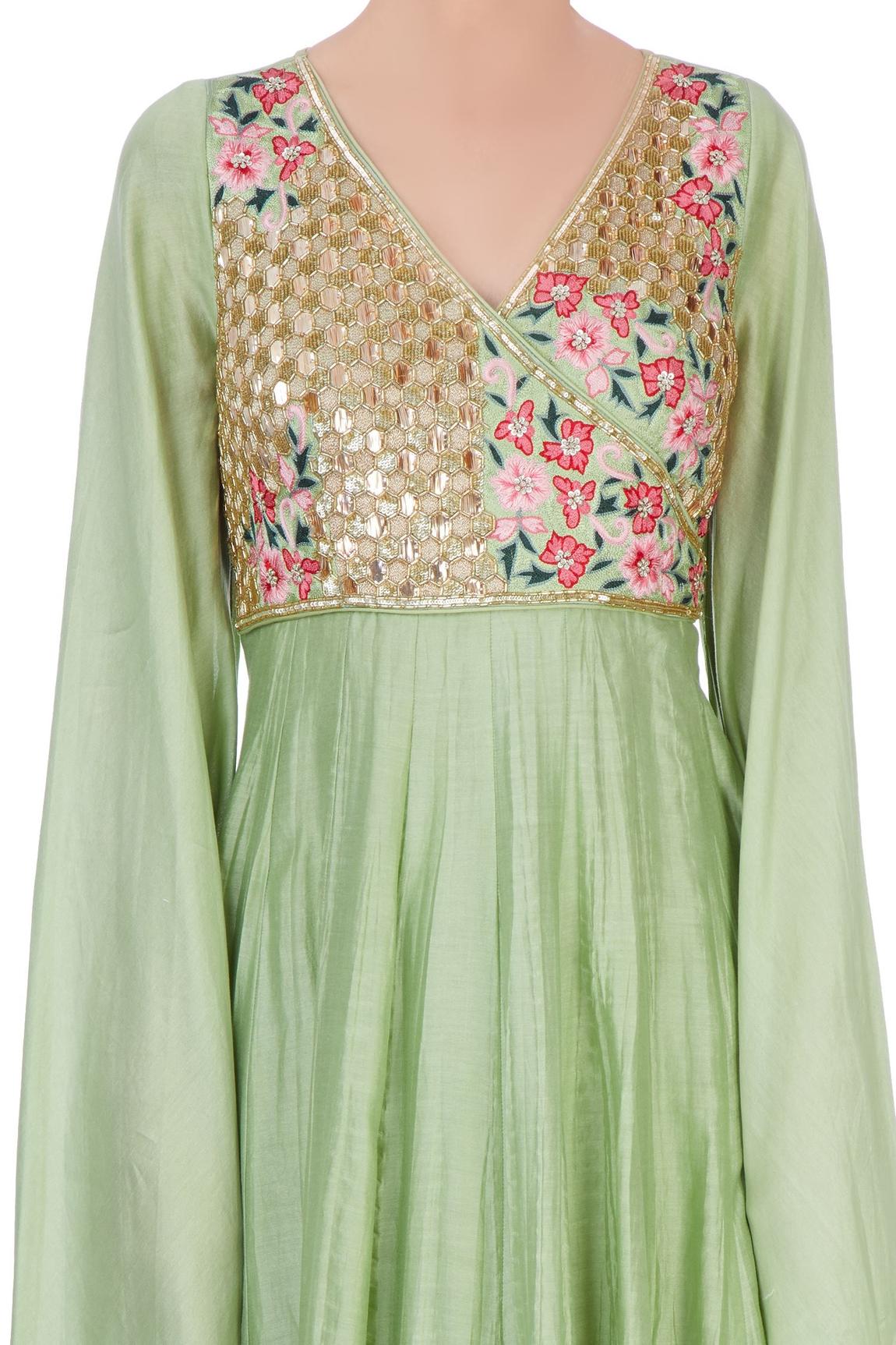 Pastel Green Embellished Anarkali Gown