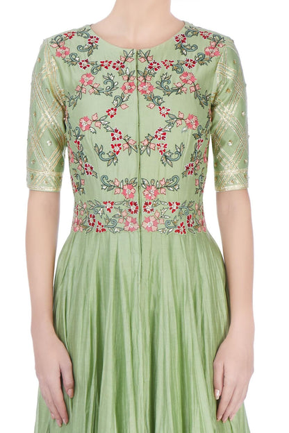 Pastel Green Embroidered Anarkali Dress