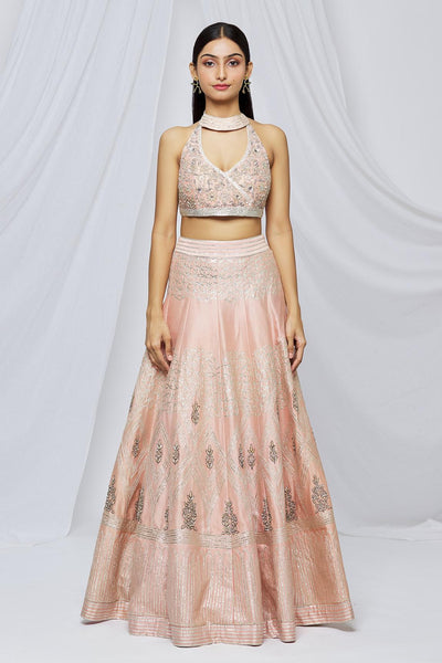 Pink Chanderi Silk Lehenga Set