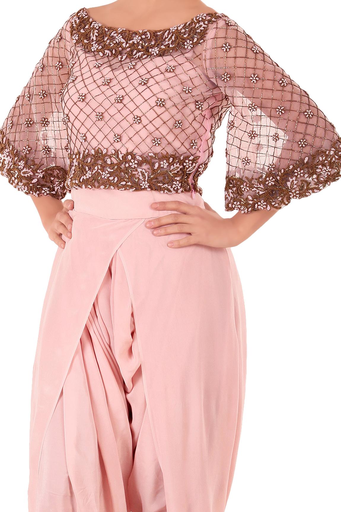 Pink Embroiderd Dhoti Jumpsuit