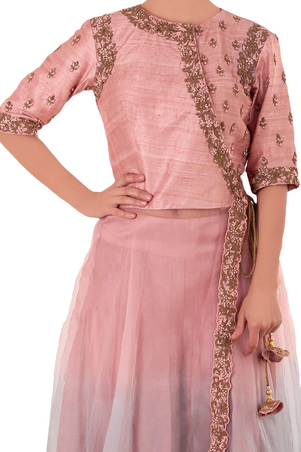 Pink Embroidered Anarkali And Pant Set