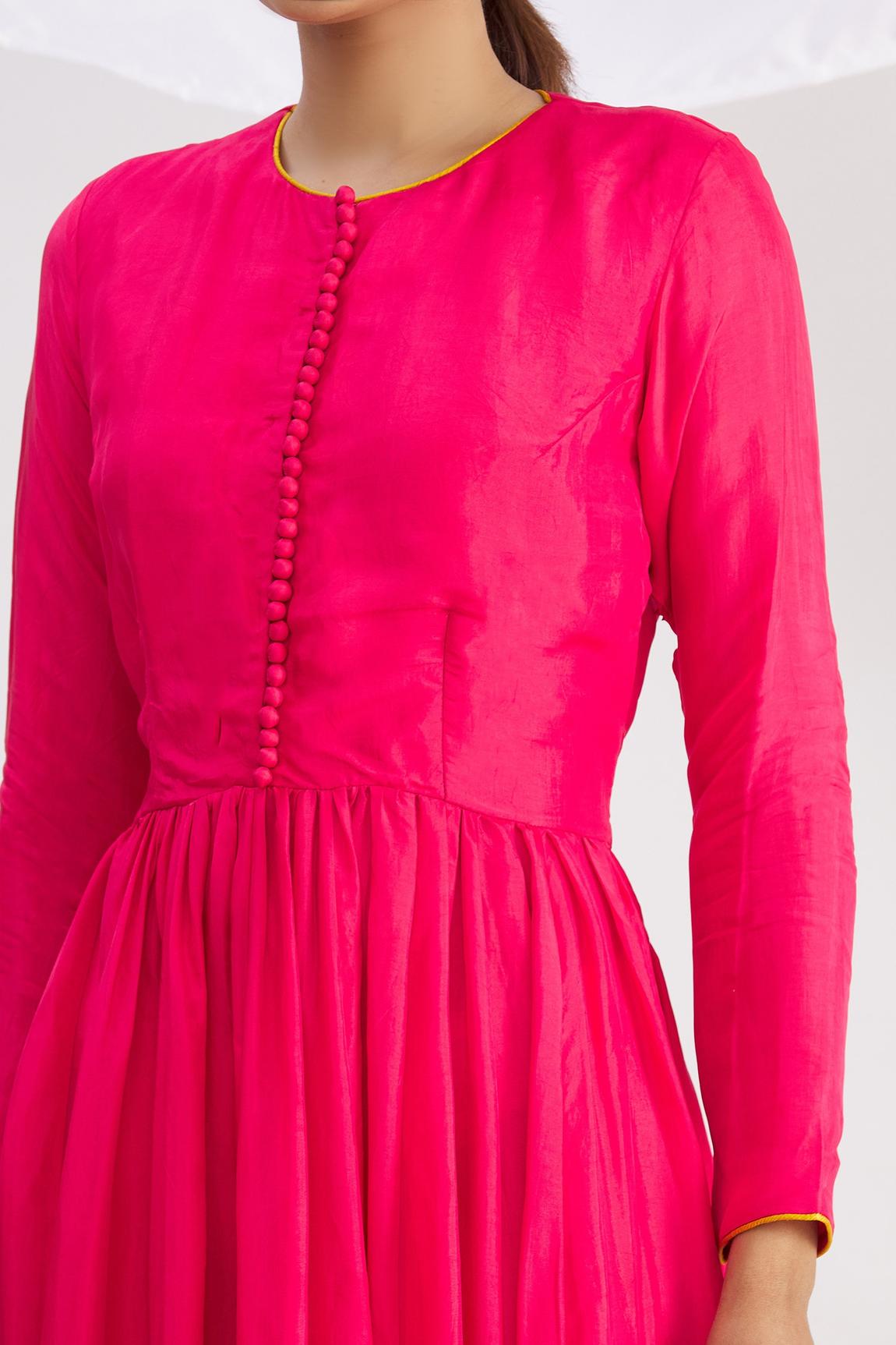 Pink Silk Anarkali With Embroidered Dupatta