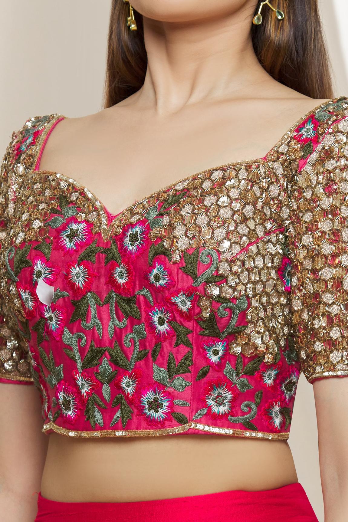Raw Silk Sequin Embroidered Lehenga Set