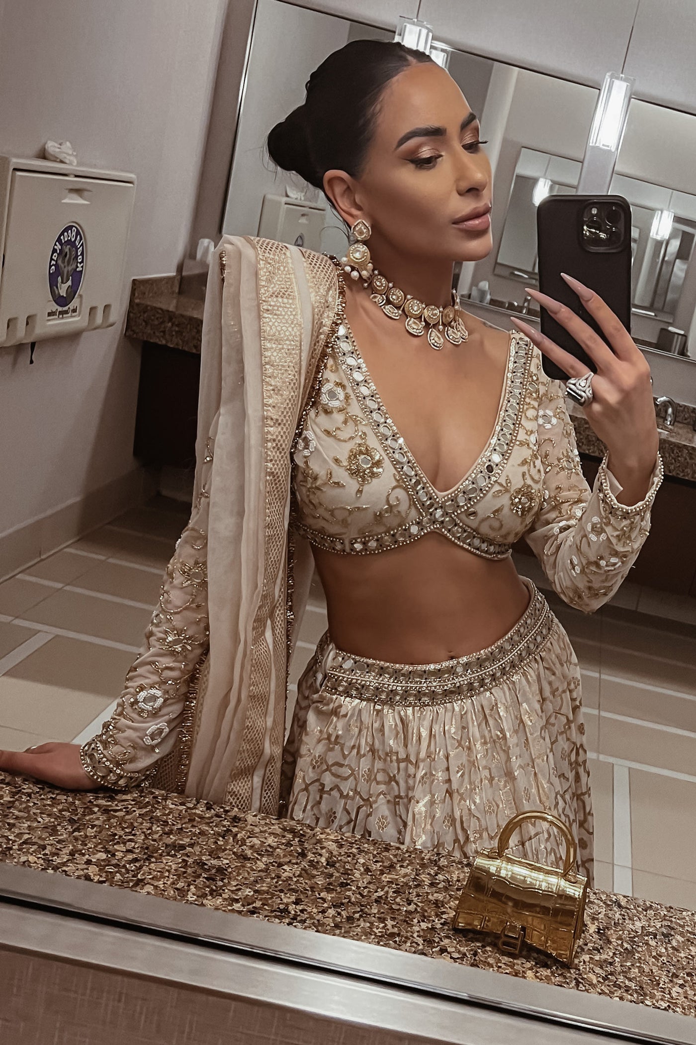 Ivory Banarasi Chanderi Lehenga Set(ba)