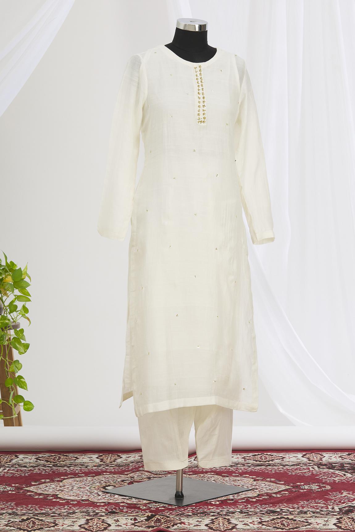 White Embroidered Kurta Set