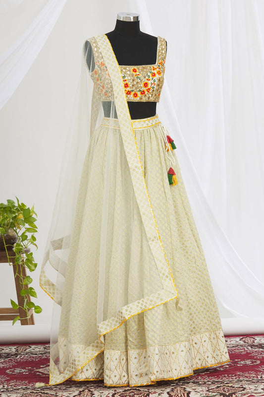 White Embroidered Lehenga Set