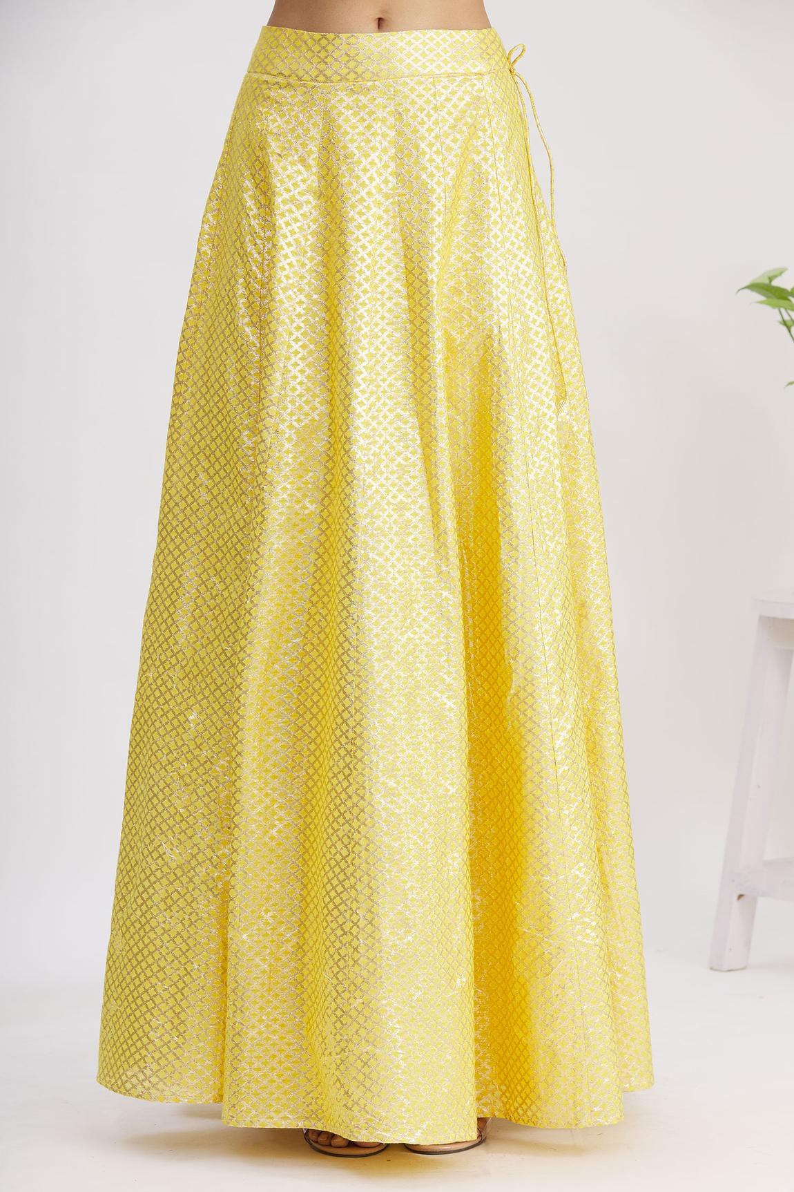 Yellow Banarasi Chanderi Lehenga Set