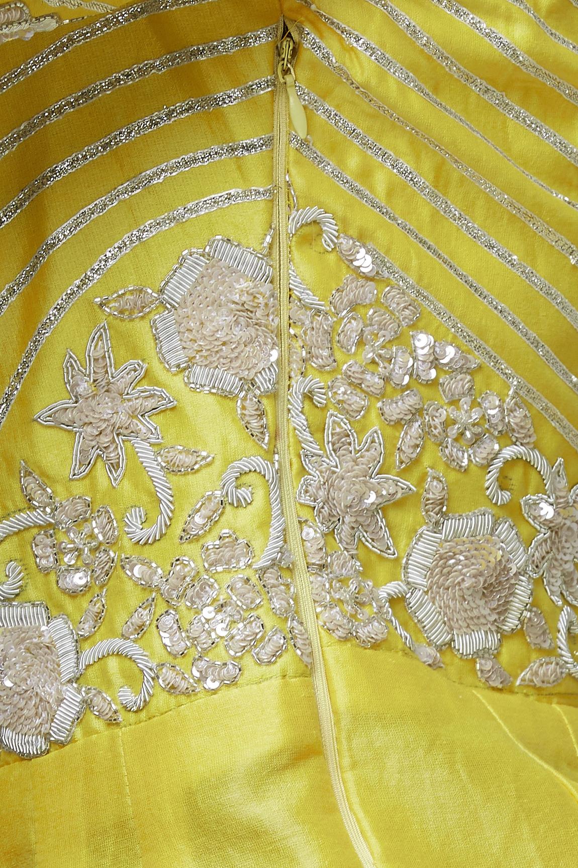 Yellow Chanderi Kurta Lehenga Set