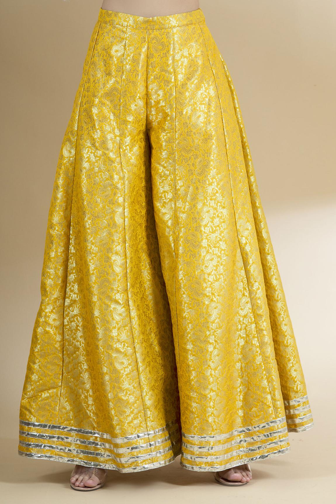 Yellow Chanderi Silk Kurta Gharara Set
