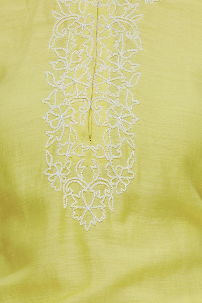 Yellow Cotton Silk Embroidered Kurta Set