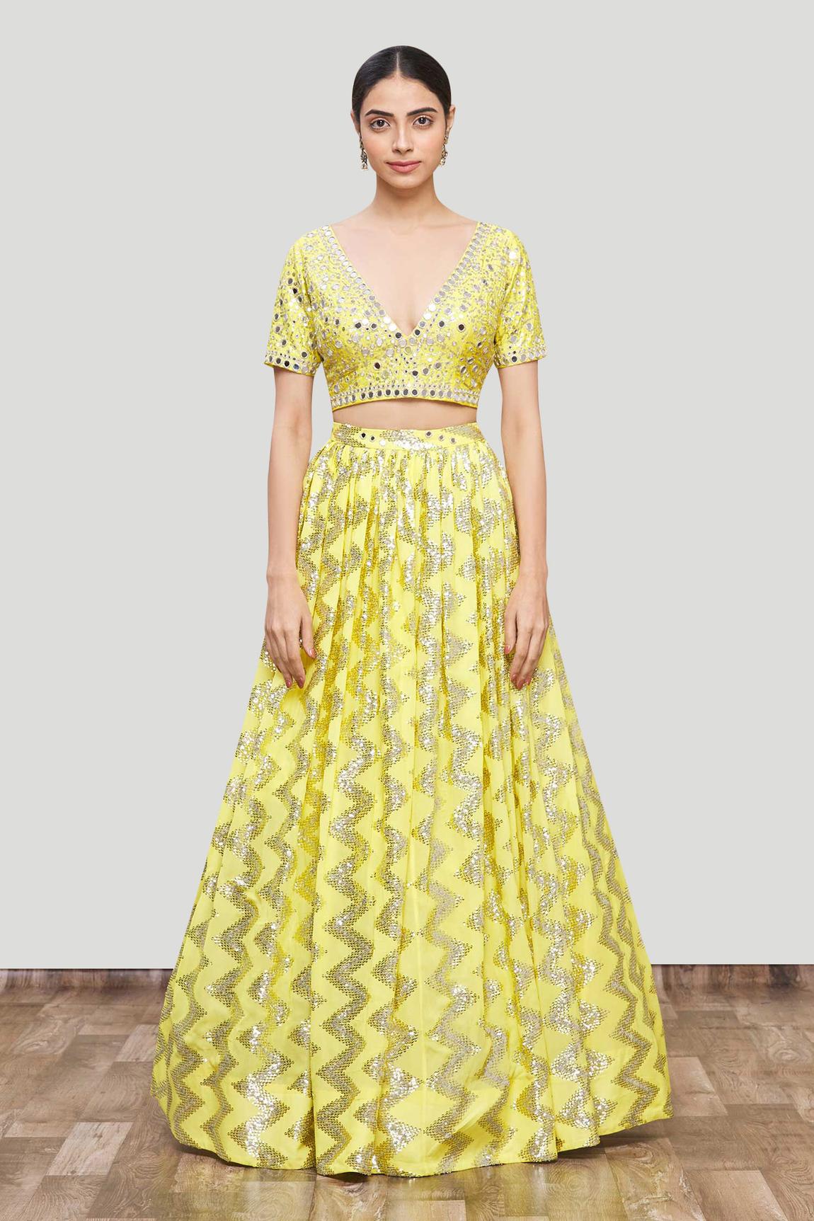 Yellow Embroidered Lehenga Set