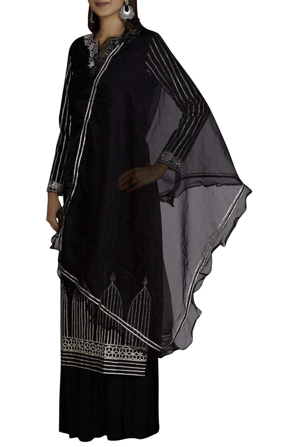 Black Chanderi Kurta Palazzo Set