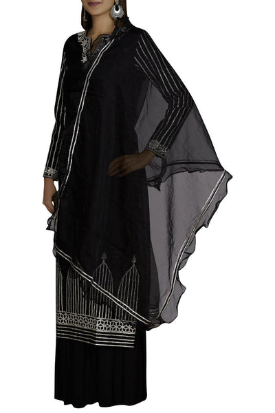 Black Chanderi Kurta Palazzo Set