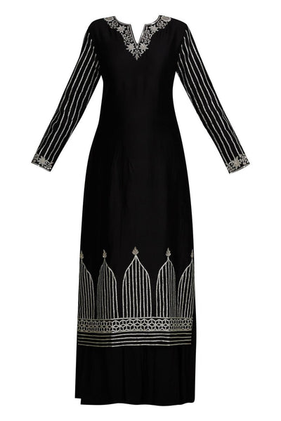 Black Chanderi Kurta Palazzo Set