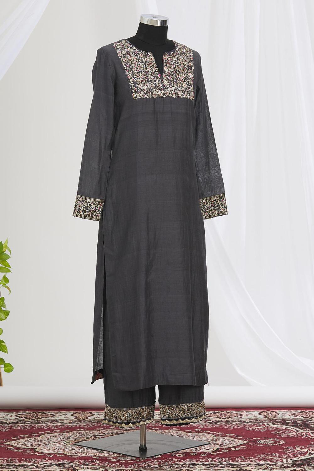 Black Embroidered Kurta Set