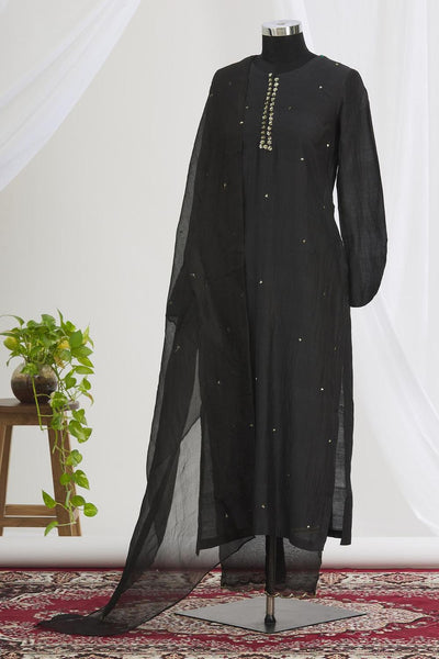 Black Embroidered Kurta Set