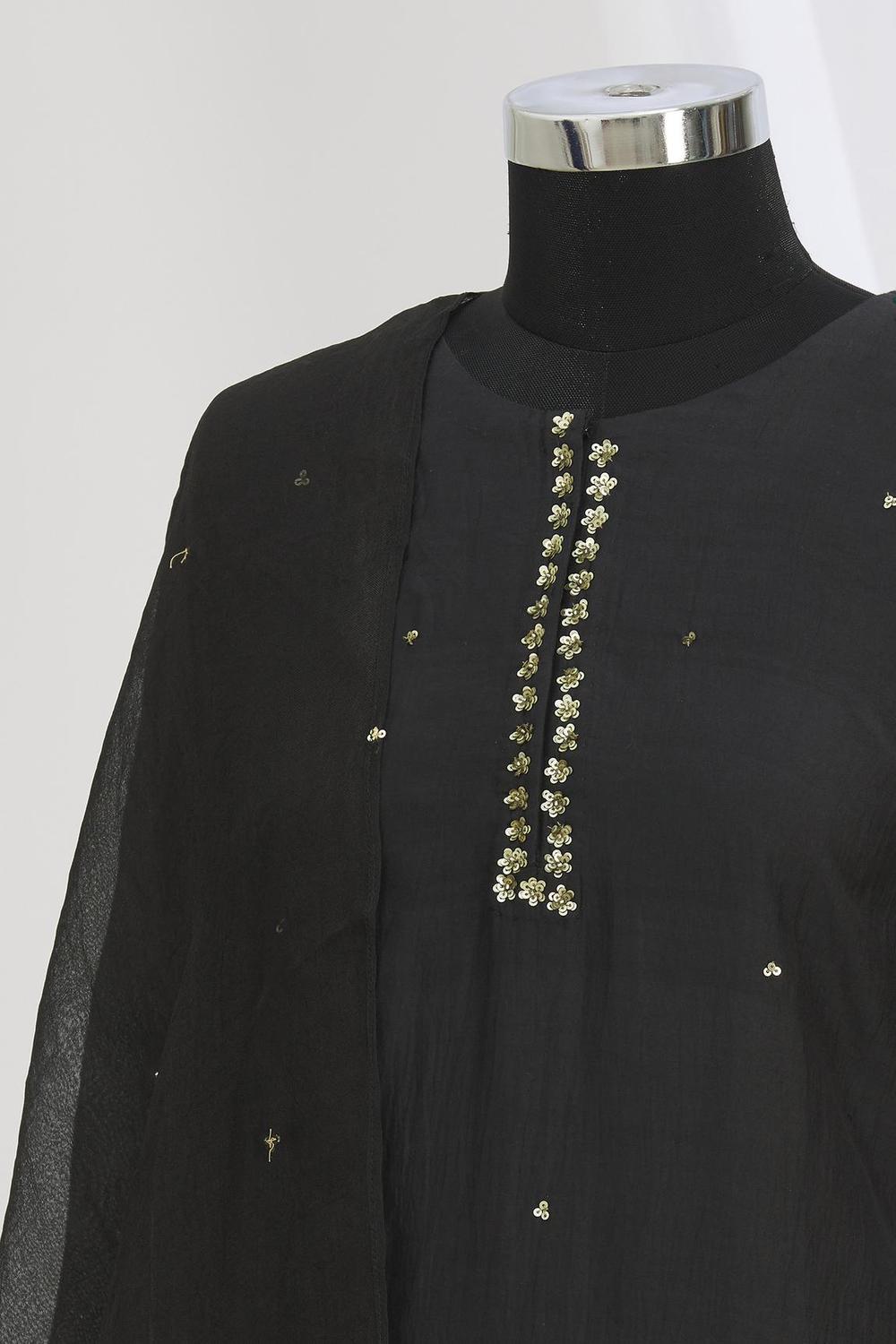 Black Embroidered Kurta Set