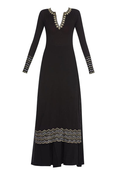 Black Gota And Zari Embroidered Kurta Set