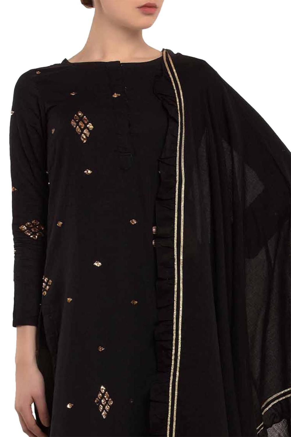 Black Zari Embroidered Kurta Set