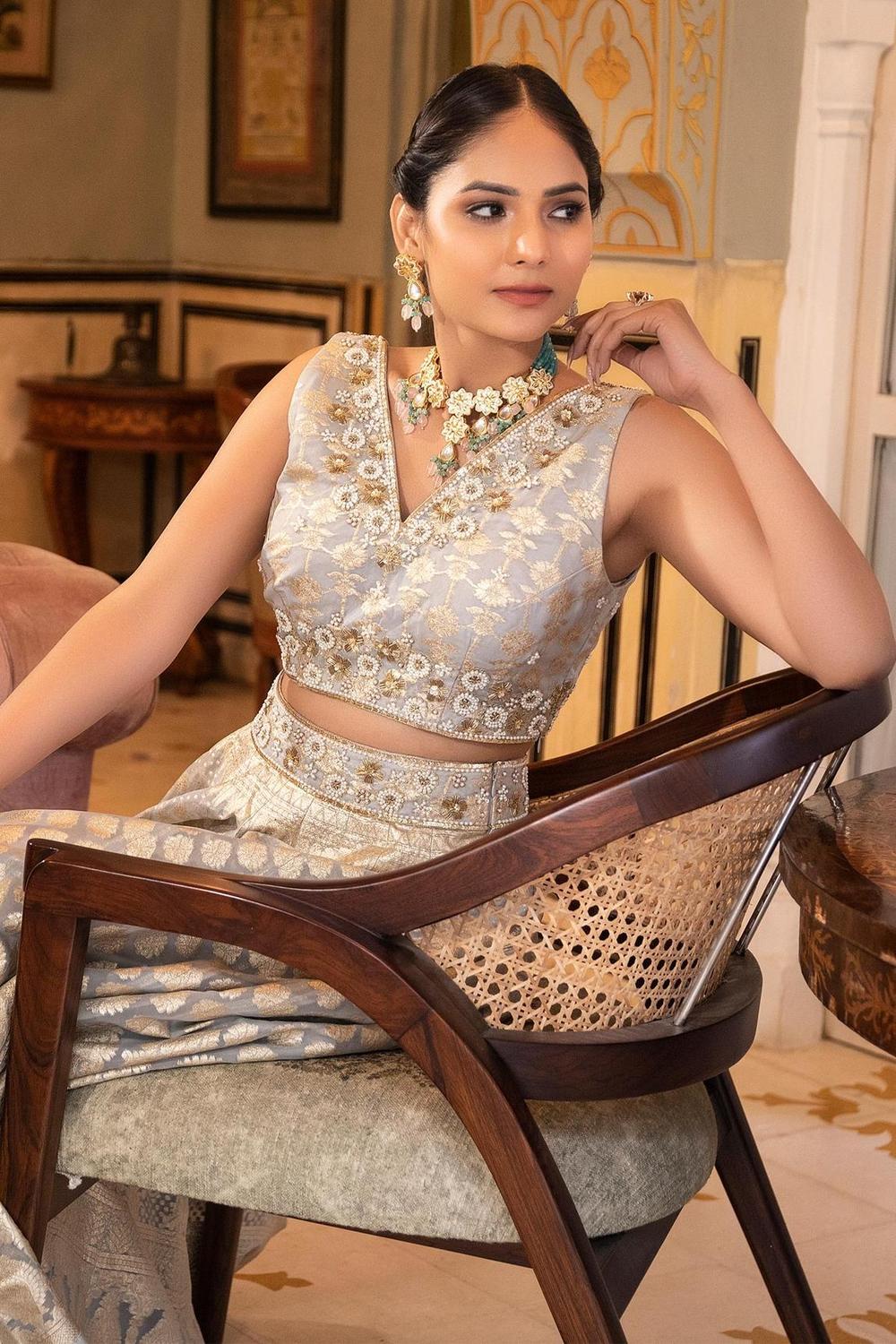 Blue Banarasi Lehenga Set