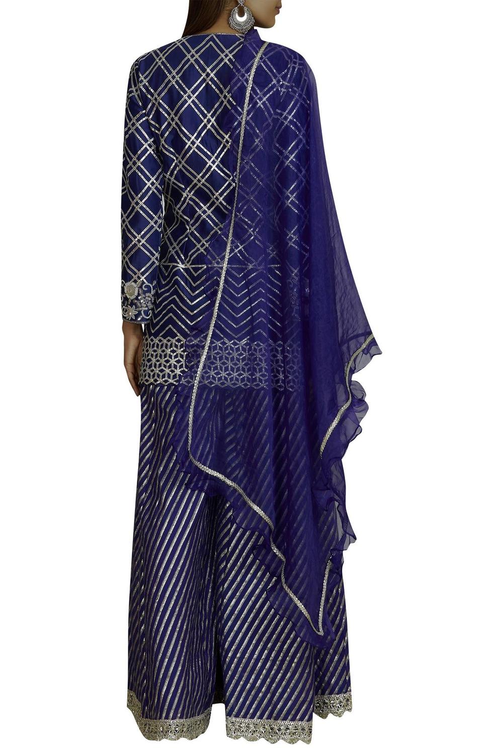 Blue Chanderi Kurta Palazzo Set