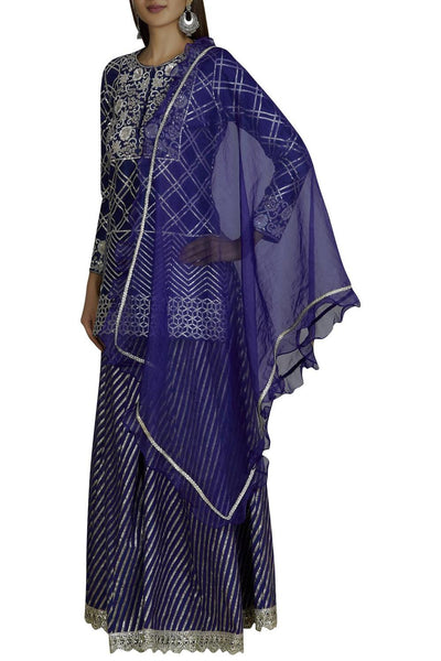 Blue Chanderi Kurta Palazzo Set