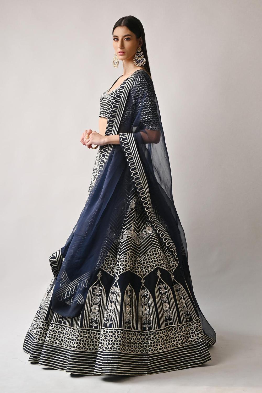 Blue Silk Lehenga Set