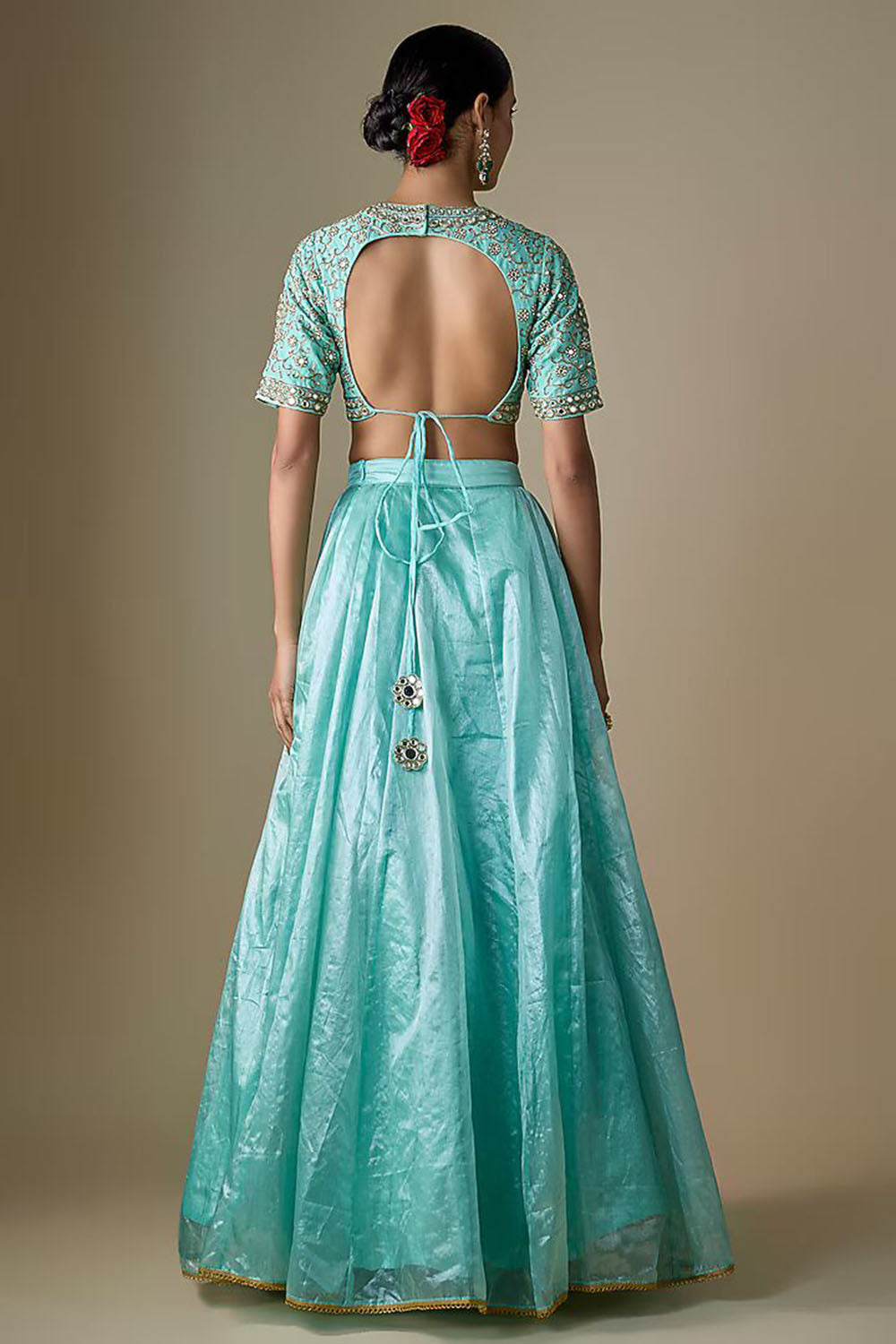 Blue Tissue Dori Embroidered Lehenga Set