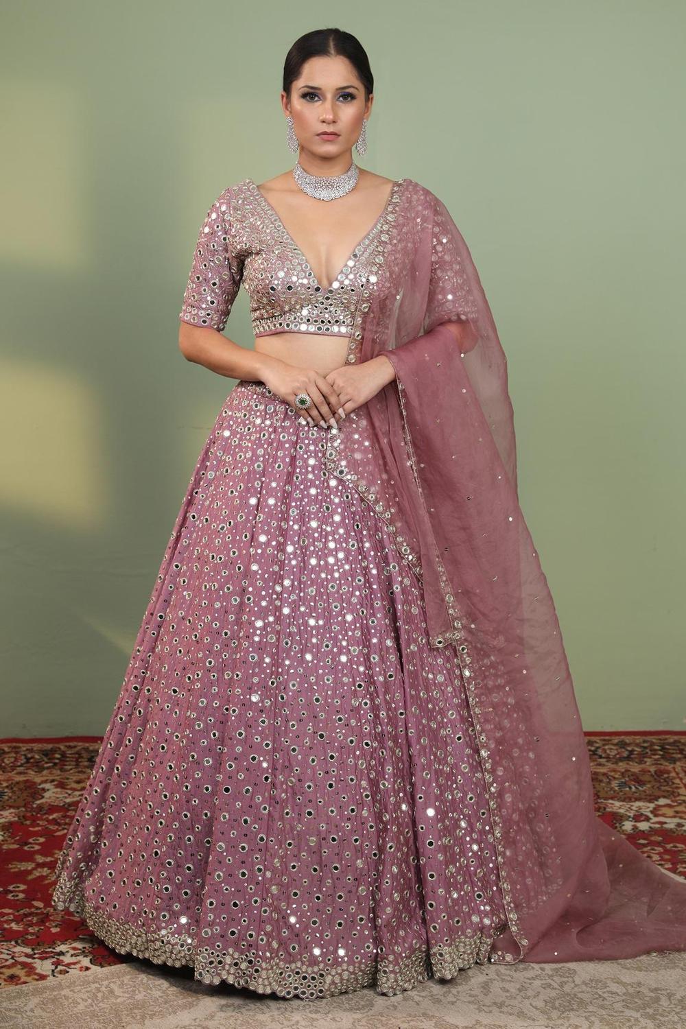 Pink Raw Silk Embroidered Lehenga Set