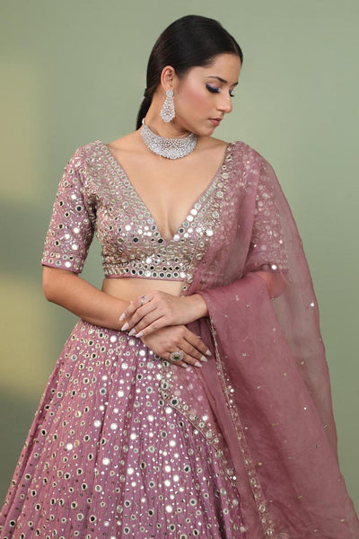 Pink Raw Silk Embroidered Lehenga Set