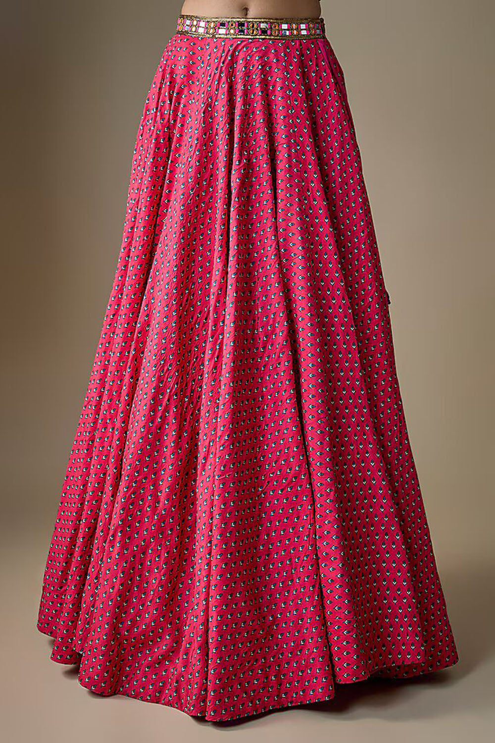 Fuchsia Viscose Raw Silk Zari Embroidered Lehenga Set