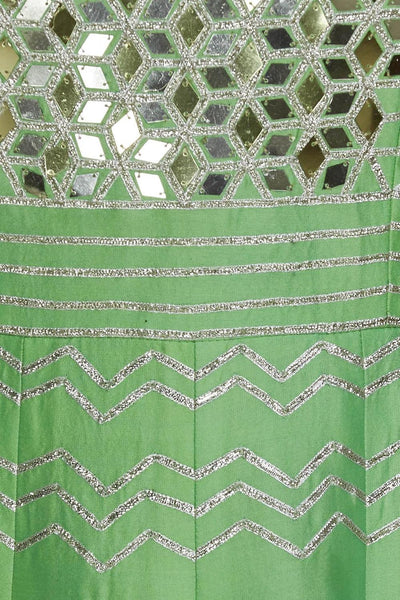 Green Chanderi Anarkali With Dupatta