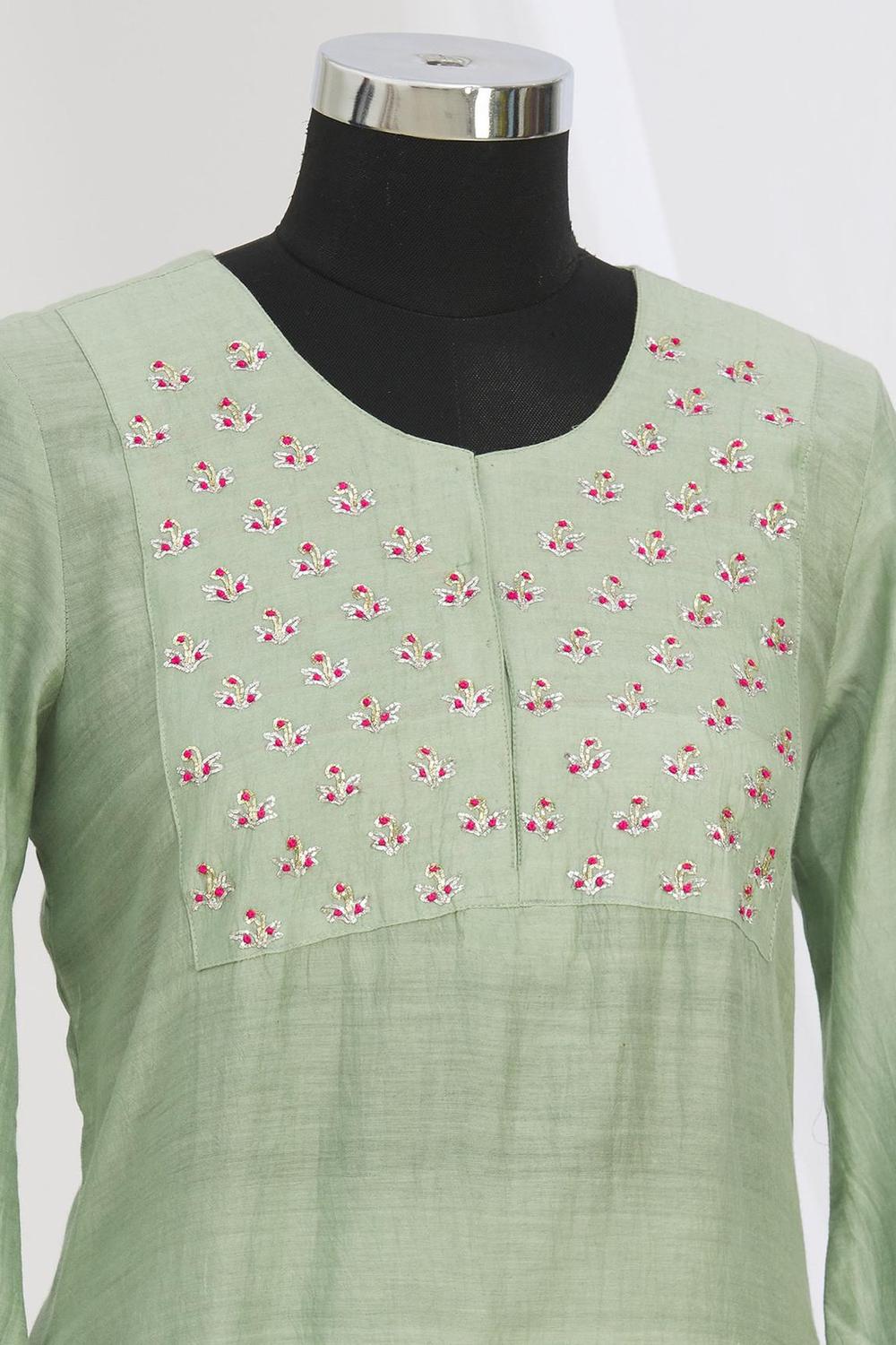 Green Embroidered Kurta Set