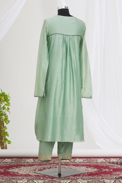 Green Embroidered Kurta Set