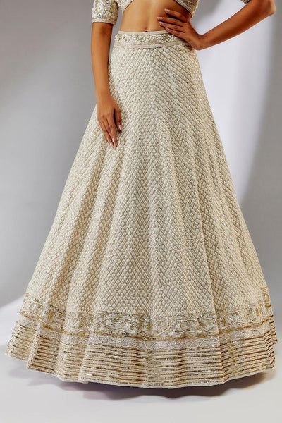 Ivory hand embroidered lehenga set