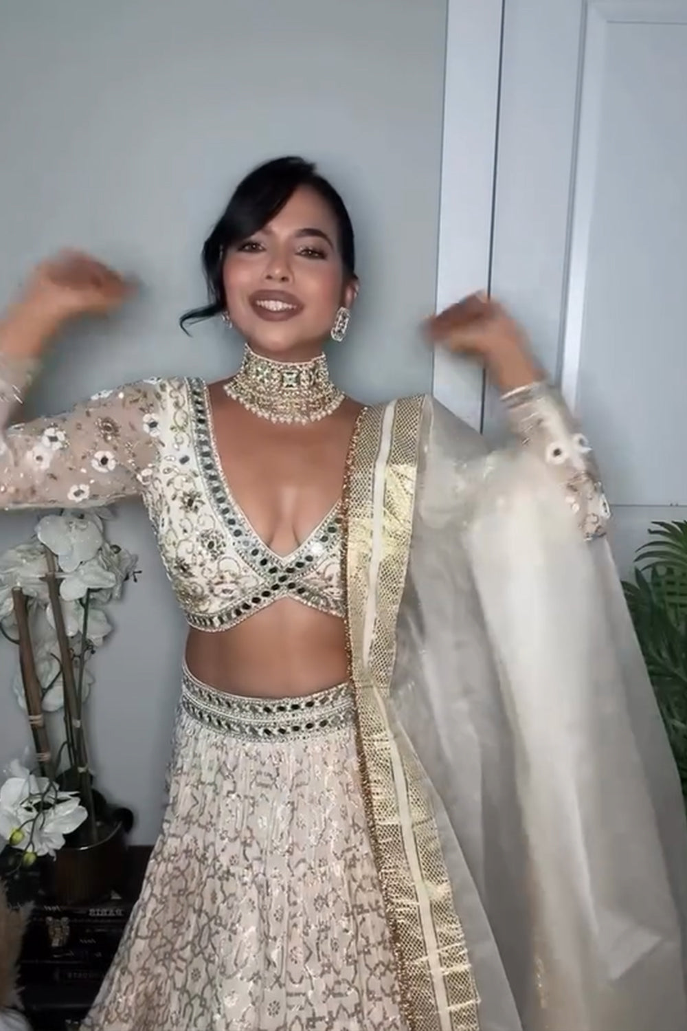 Kripa Patel Joshi in Ivory Banarasi Chanderi Lehenga Set(ba)