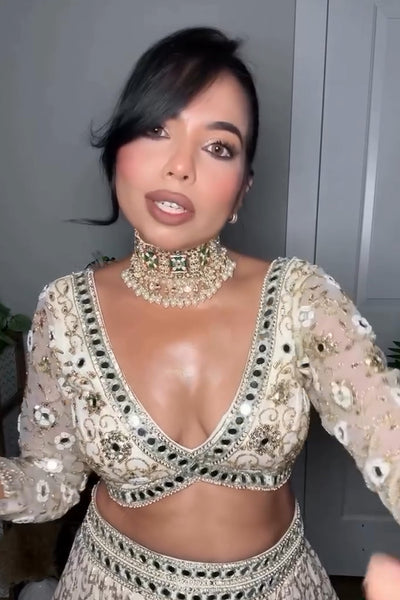 Kripa Patel Joshi in Ivory Banarasi Chanderi Lehenga Set(ba)