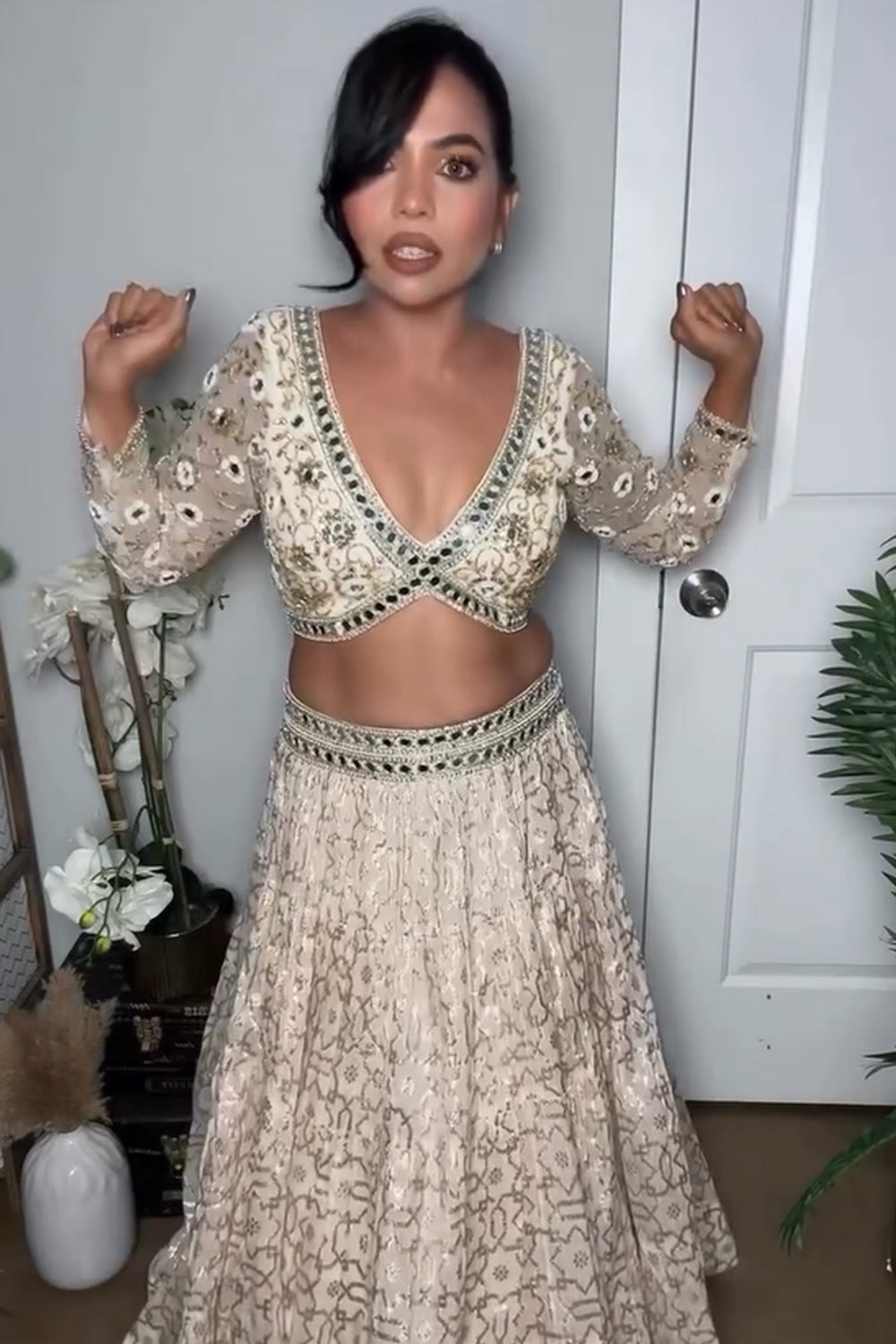 Kripa Patel Joshi in Ivory Banarasi Chanderi Lehenga Set(ba)