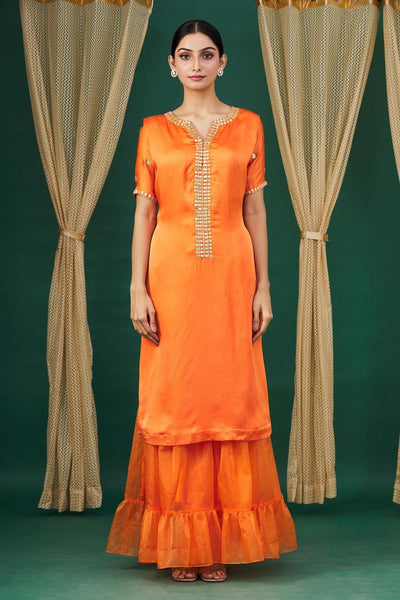 Orange Tiered Sharara Set