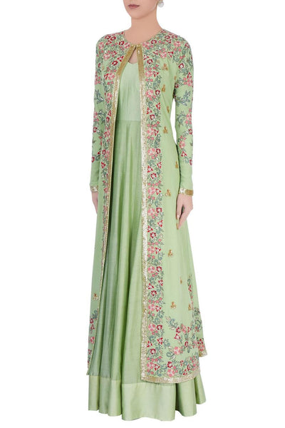 Pastel Green Anarkali And Jacket