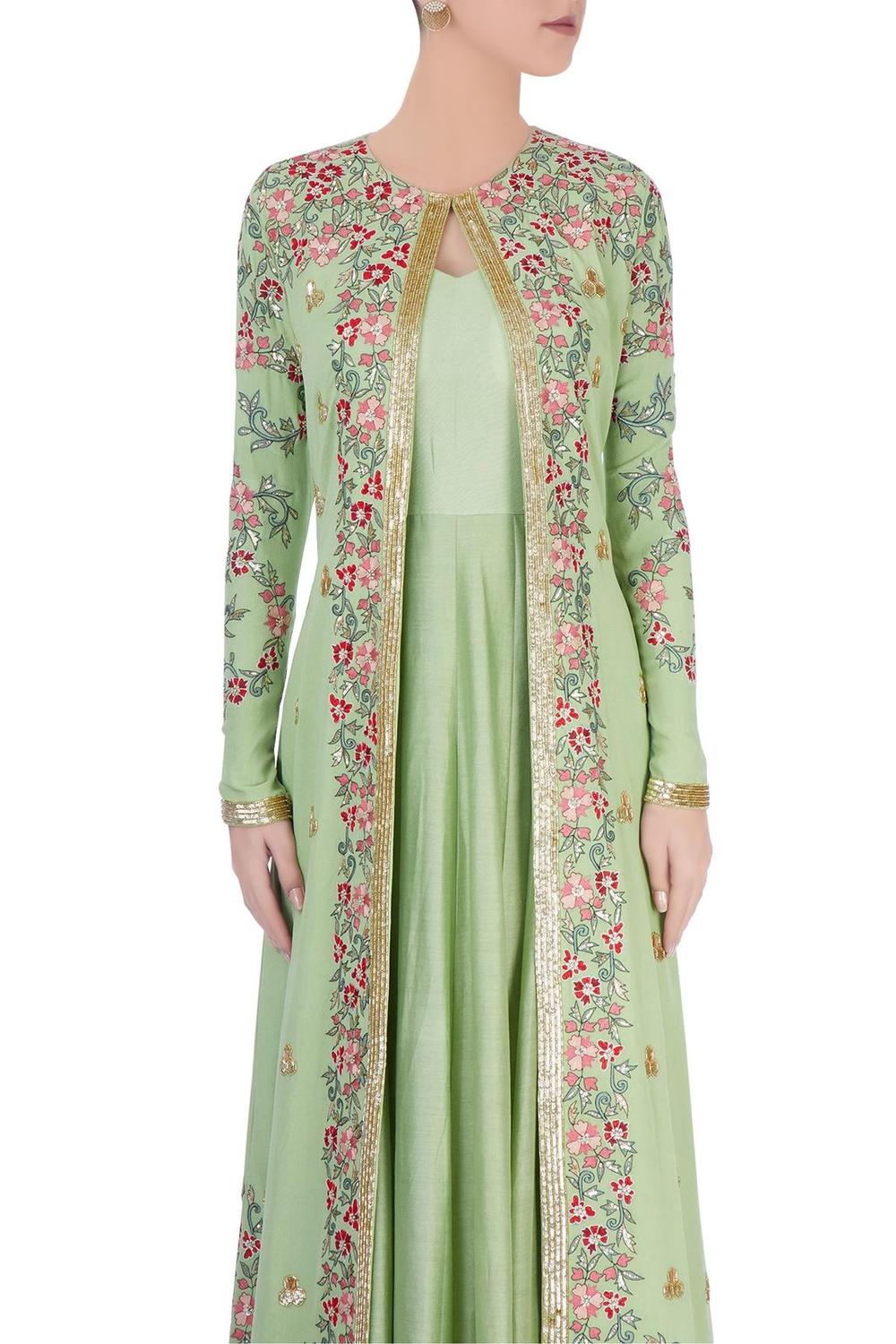 Pastel Green Anarkali And Jacket