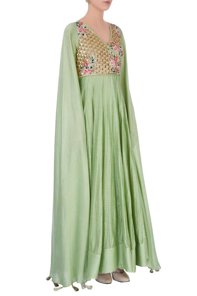 Pastel Green Embellished Anarkali Gown