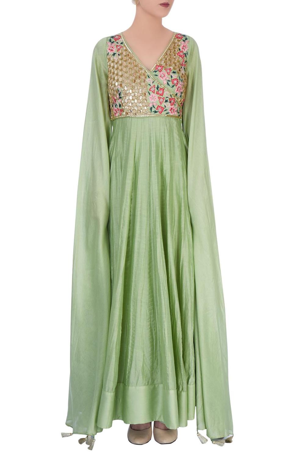 Pastel Green Embellished Anarkali Gown