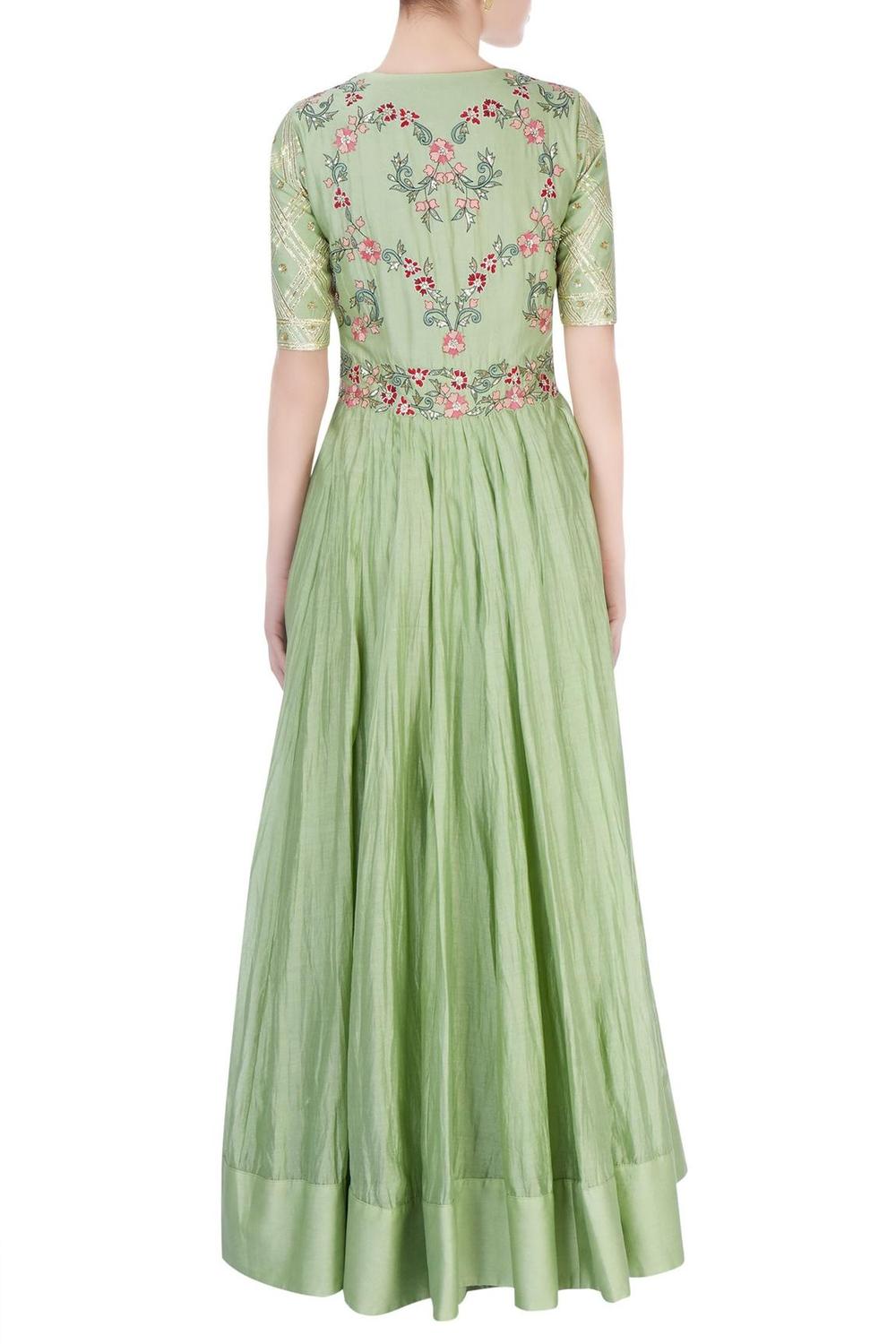 Pastel Green Embroidered Anarkali Dress