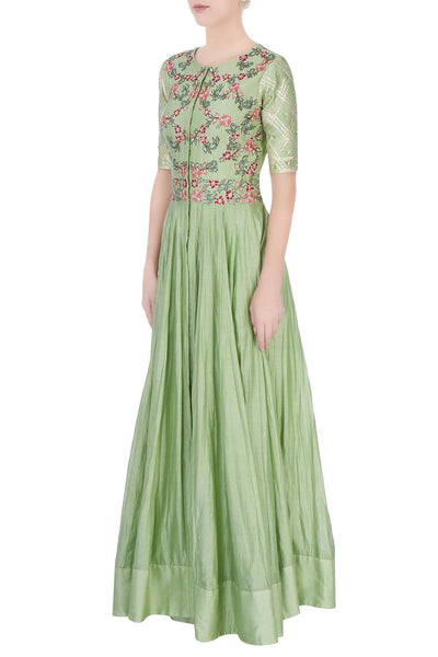 Pastel Green Embroidered Anarkali Dress