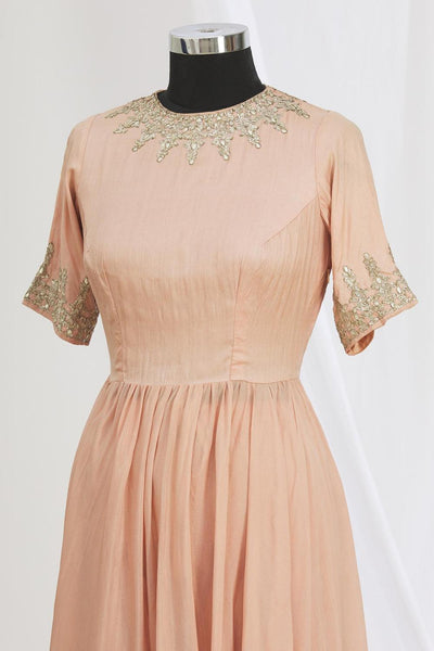 Peach Embroidered Anarkali Set