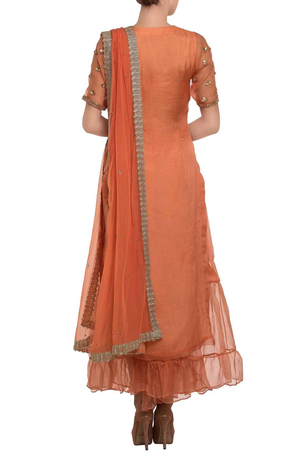 Peach Gota Patti Kurta Set